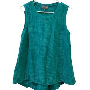 Michael Stars soft teal cotton lightweight cute trendy tunic gauzy top